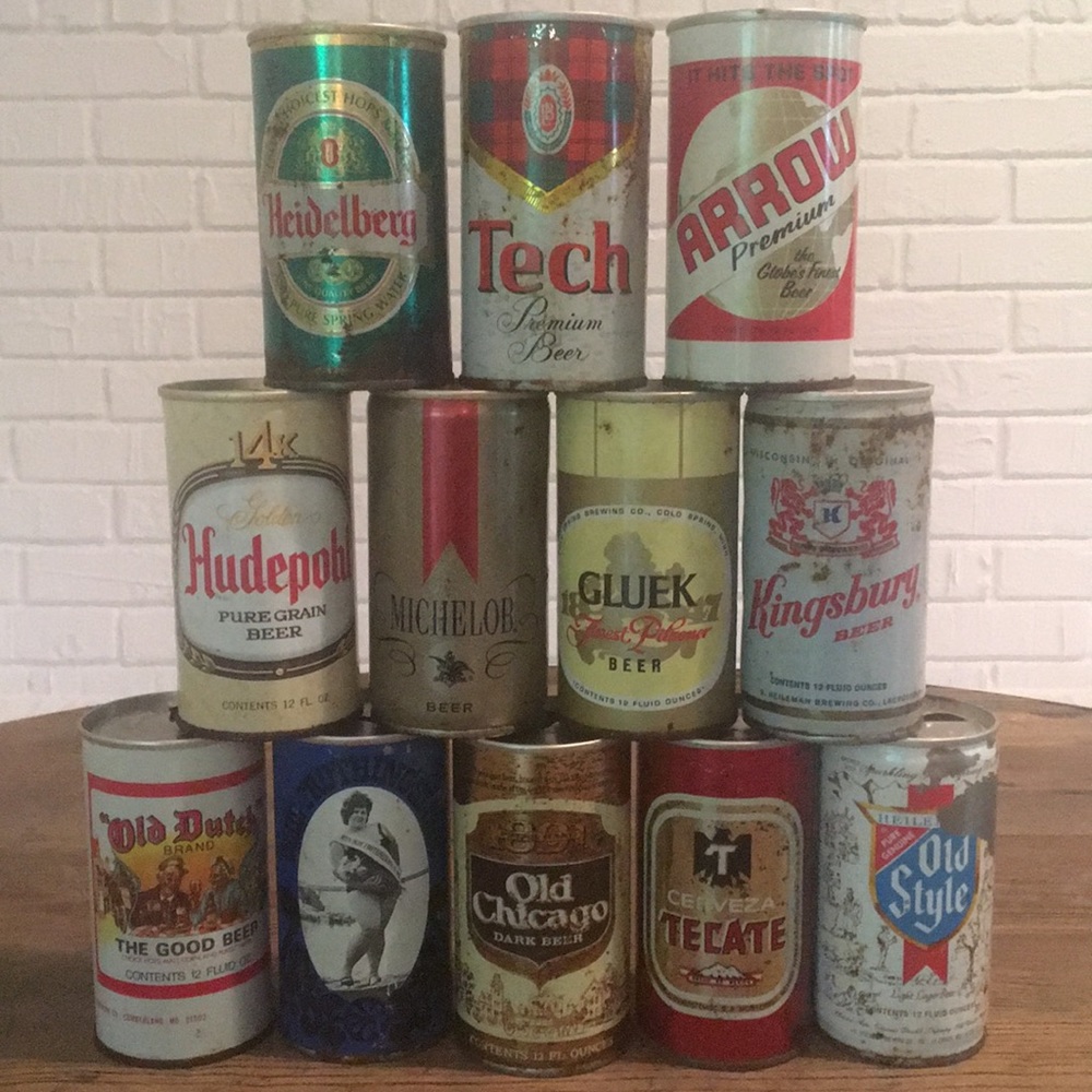 12 vintage beer cans (pull tab) empty